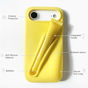 case compatible with lip gloss holder silicone trendy aesthetic phone cover for girls and women include 1 liptint lemon tint iphone 15 pro max