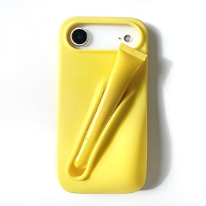 case compatible with lip gloss holder silicone trendy aesthetic phone cover for girls and women include 1 liptint lemon tint iphone 15 pro
