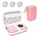 Teyomi Case Compatible with Phomemo D30 D35,for Phomemo D30 Label Maker with 3 Roll Label Tape(Label Paper 1/2" x 1 1/2" (12mm X 40mm))-Hard Shell Storage Bag-Coral red