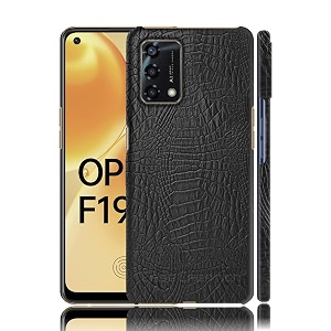 case creation for oppo f19 crocodile leather pattern phone case luxury business style pu texture premium cover fashion alligator skin natural feel hard back cover case for oppo f19