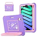 Case for iPad mini 7 (A17 Pro) 2024/ Mini 6 8.3'' with Pencil Holder Screen Protector [360 Rotating Handle &amp; Stand] &amp;Shoulder Strap, Shockproof Case for iPad mini 7th/6th Generation, Purple