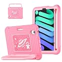 Case for iPad mini 7 (A17 Pro) 2024/ Mini 6 8.3'' with Pencil Holder Screen Protector [360 Rotating Handle &amp; Stand] &amp;Shoulder Strap, Shockproof Case for iPad mini 7th/6th Generation, Rose