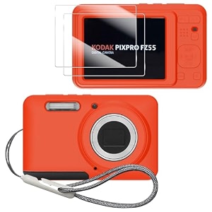 case for kodak pixpro fz55 case soft silicone sleeve for kodak pixpro fz55 - anti-scratch slim fit lightweight protective cover - deep orange