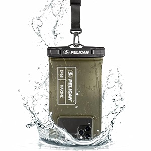 pelican marine ip68 waterproof phone pouch regular size - olive green
