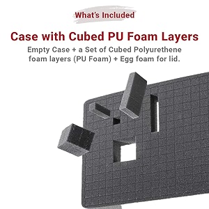 case n foam ew5219-tr waterproof hard plastic case with cubed foam retractable handle and wheels
