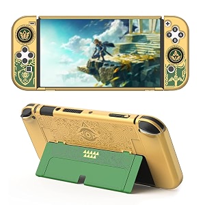 case for nintendo switch oled shock-absorption joy-con grips cover joystick thumb caps hard pc protective case with kickstand for switch oled anti-scratch protective cover for nintendo switch oled