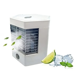 case plus alert mini portable air coolerpersonal space cooler easy to fill water and mood led light and portable air conditioner device cool any space like home office white new model - 3