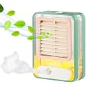 CASE PLUS Mini USB Air Cooler With Mist Spray, LED Night Light, Adjustable Speed - Personal Desk Fan for Office, Kitchen, Home (Multicolour, Mist Fan -03)