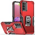 Case for Samsung Galaxy A03S Case with Screen Protector Kickstand Holder Built-in Magnetic Car Mount Shockproof Camera Protective Case for Samsung Galaxy A03S Phone Case (Red)
