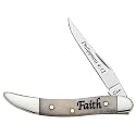 CASE XX WR Pocket Knife Natural Smooth Bone Small Tx Toothpick W/Faith On Handle Item #8854 - (610096 SS) - Length Closed: 3 Inches
