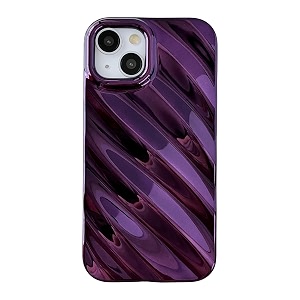 caseative compatible for iphone 14 casecute water ripple pattern wave shape camera lens protection soft compatible with iphone case dark purple