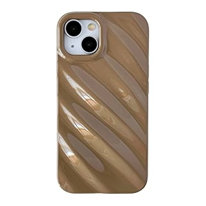 caseative for iphone 15 plus casewater ripple pattern wave shape camera lens protection phone case khaki