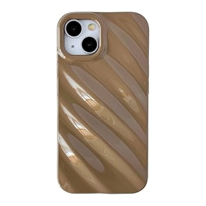 caseative for iphone 15 plus casewater ripple pattern wave shape camera lens protection phone case khaki