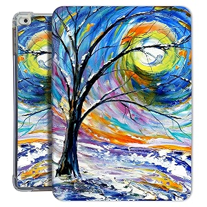 printed flip case for ipad 9734 20182017 inch case model a1893 a1954 a1822 a1823  tpu slim cover amp adjustable viewing angle stand  dawn tree