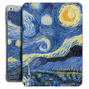 printed flip case for ipad 9734 20182017 inch case model a1893 a1954 a1822 a1823  tpu slim cover amp adjustable viewing angle stand  starry night