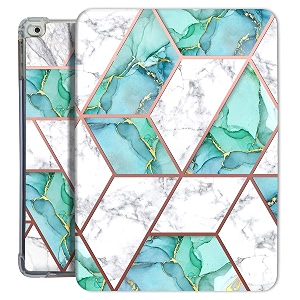 printed flip case for ipad 9734 20182017 inch case model a1893 a1954 a1822 a1823  tpu slim cover amp adjustable viewing angle stand  marble green
