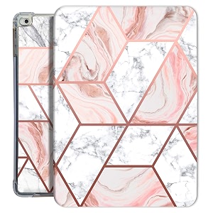 printed flip case for ipad air 1  air 2-9734  a1474 a1475 a1476 a1566 a1567  tpu slim cover amp adjustable viewing angle stand  marble rose