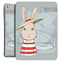 Printed Flip Case for iPad Air 1 / Air 2-9.7" [ A1474 A1475 A1476 A1566 A1567 ] TPU Slim Cover &amp; Adjustable Viewing Angle Stand – Bunny Hat