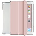Trifold Flip Case for Apple iPad 7.9 Inch 5th Gen / 4th Gen / 3rd Gen/ 2nd Gen / 1st Gen Smart Cover with Soft Silicone Transparent Back, Light-Weight Auto Sleep/Wake - Rose Gold