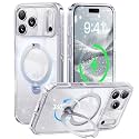 CASEKOO Glitter Clear for iPhone 18 Pro / 17 Pro Case, 360 Spin Stand