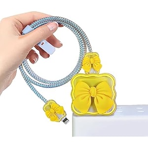 case for apple 20w iphone usb-c power adapter charger and usb lightning cable protector  3d heart design soft phone charging protective cover blue heart