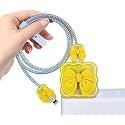 Case for Apple 20W iPhone USB-C Power Adapter Charger and USB Lightning Cable Protector | 3D Heart Design Soft Phone Charging Protective Cover (Blue Heart)