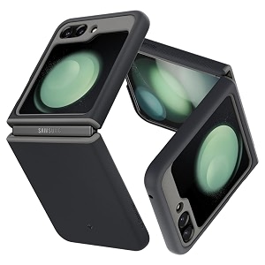 caseology by spigen nano pop back cover case compatible with samsung galaxy z flip 5 air space technology protection dual protection case for samsung z flip 5 5g tpu and pc  black sesame