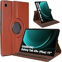Caseous® Synthetic Leather 360 Rotating Flip Back Cover Case for Samsung Galaxy Tab A9+ Plus / A9 Plus 11.0" SM-X210, SM-X215, SM-X216 (Brown)