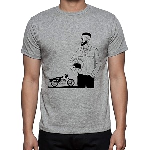 Caseria Mens Cotton Printed T-Shirt -Bike Man