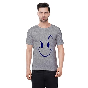 Caseria Mens Cotton Printed T-Shirt -Smiley Stroke