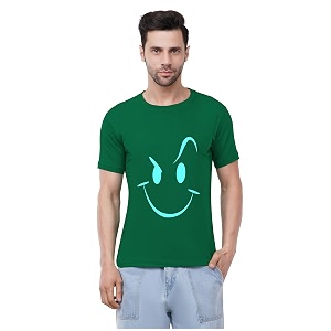 Caseria Mens Cotton Printed T-Shirt -Smiley Stroke