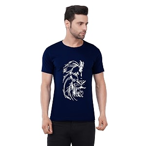 Caseria Mens Cotton Printed T-Shirt -Lion Face