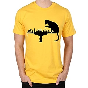 Caseria Mens Cotton Printed T-Shirt -Cat Rat