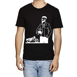 Caseria Mens Cotton Printed T-Shirt -Bike Man