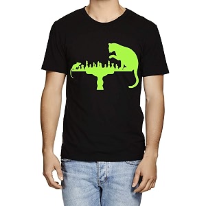 Caseria Mens Cotton Printed T-Shirt -Cat Rat