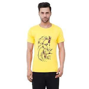 Caseria Mens Cotton Printed T-Shirt -Lion Face