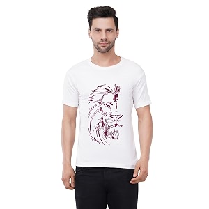 Caseria Mens Cotton Printed T-Shirt -Lion Face