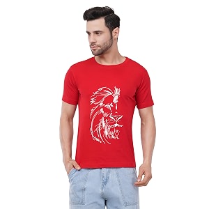 Caseria Mens Cotton Printed T-Shirt -Lion Face