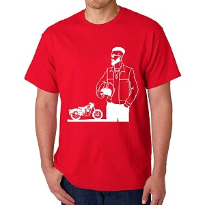Caseria Mens Cotton Printed T-Shirt -Bike Man