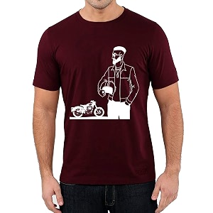 Caseria Mens Cotton Printed T-Shirt -Bike Man