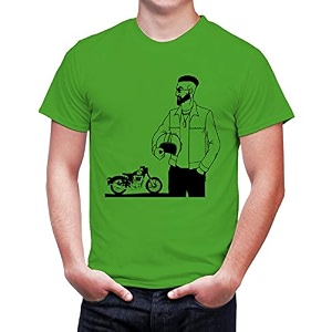 Caseria Mens Cotton Printed T-Shirt -Bike Man