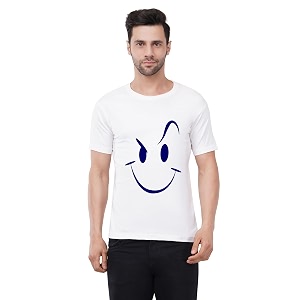 Caseria Mens Cotton Printed T-Shirt -Smiley Stroke