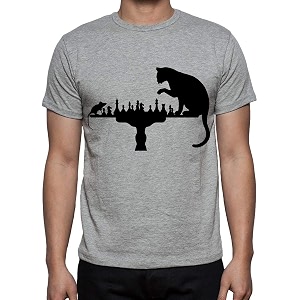Caseria Mens Cotton Printed T-Shirt -Cat Rat