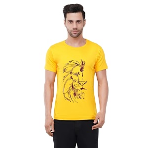 Caseria Mens Cotton Printed T-Shirt -Lion Face