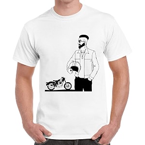 Caseria Mens Cotton Printed T-Shirt -Bike Man