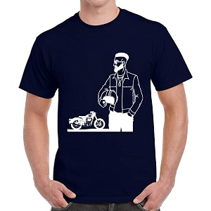 Caseria Mens Cotton Printed T-Shirt -Bike Man