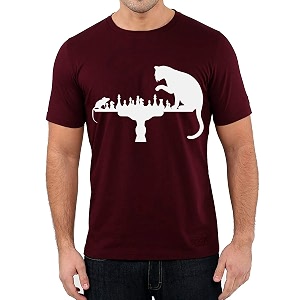 Caseria Mens Cotton Printed T-Shirt -Cat Rat