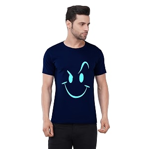 Caseria Mens Cotton Printed T-Shirt -Smiley Stroke