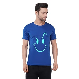 Caseria Mens Cotton Printed T-Shirt -Smiley Stroke
