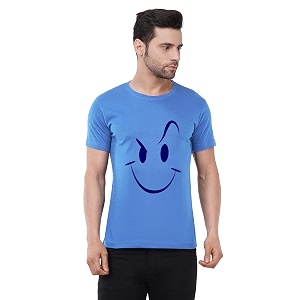 Caseria Mens Cotton Printed T-Shirt -Smiley Stroke